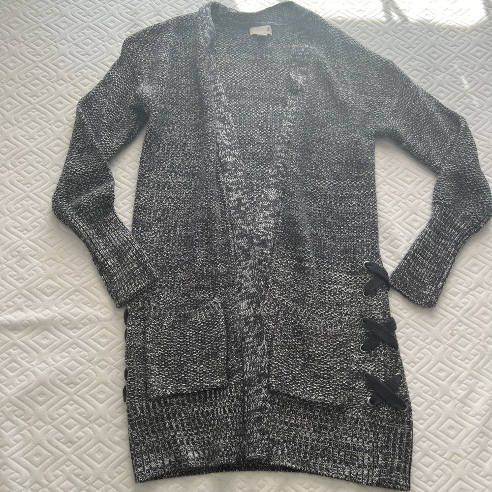 Juniors' SO® Oversized Open Front Cardigan heathered gray Size XS